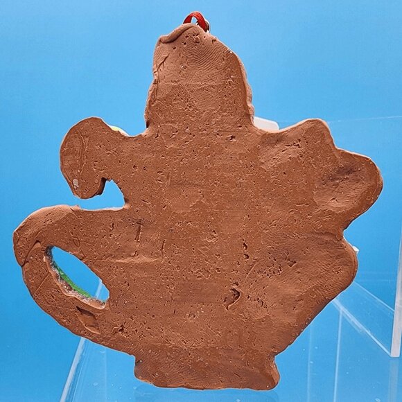 Gingerbread Man in Green Cup Ornament Clay Dough Faux Cookie Fake Bake Xmas v3 - Picture 9 of 9